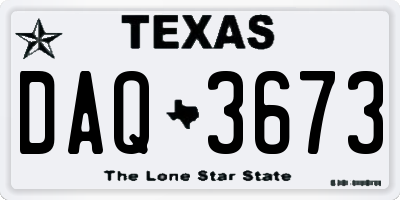 TX license plate DAQ3673