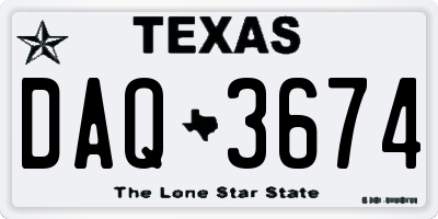 TX license plate DAQ3674