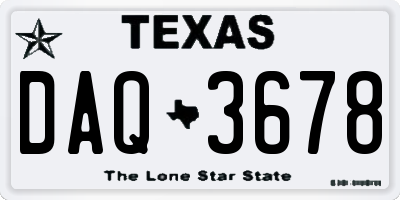 TX license plate DAQ3678