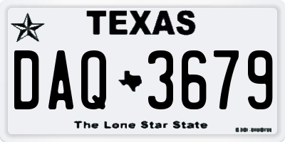 TX license plate DAQ3679