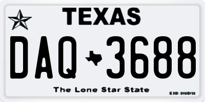 TX license plate DAQ3688