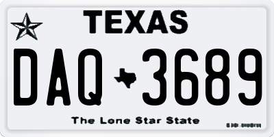 TX license plate DAQ3689