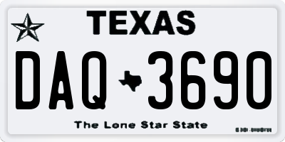 TX license plate DAQ3690