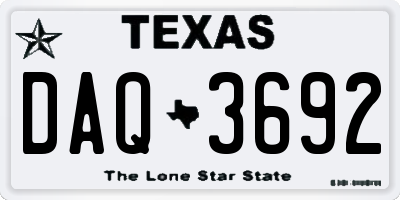 TX license plate DAQ3692