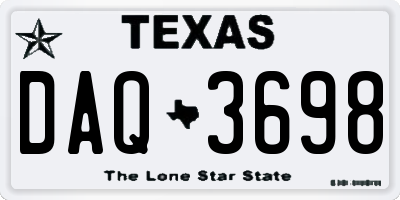 TX license plate DAQ3698