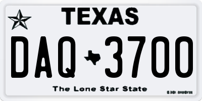 TX license plate DAQ3700