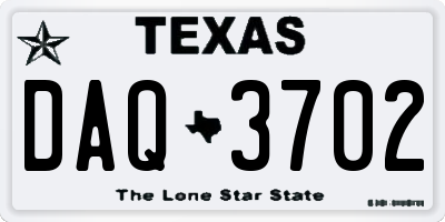 TX license plate DAQ3702