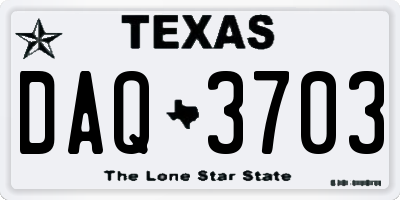 TX license plate DAQ3703