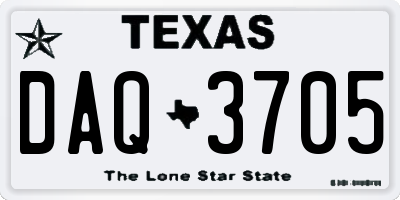 TX license plate DAQ3705