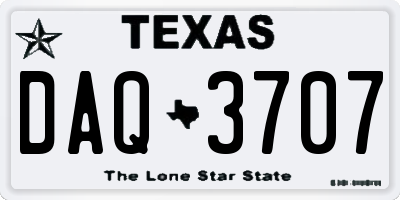 TX license plate DAQ3707