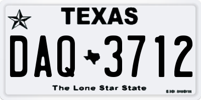 TX license plate DAQ3712