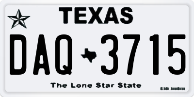 TX license plate DAQ3715