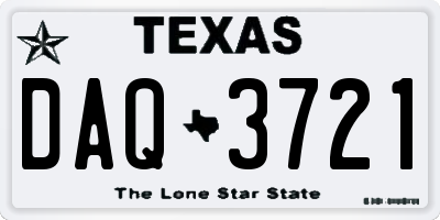 TX license plate DAQ3721