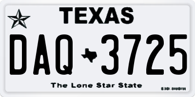 TX license plate DAQ3725