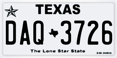 TX license plate DAQ3726