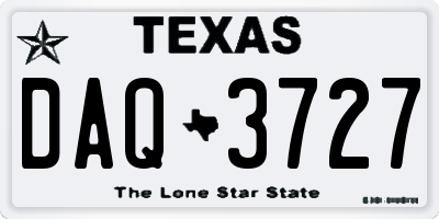 TX license plate DAQ3727