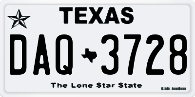 TX license plate DAQ3728