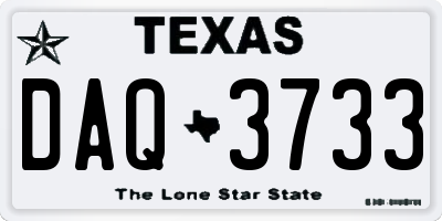 TX license plate DAQ3733