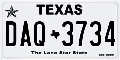 TX license plate DAQ3734
