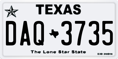 TX license plate DAQ3735