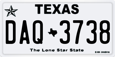 TX license plate DAQ3738
