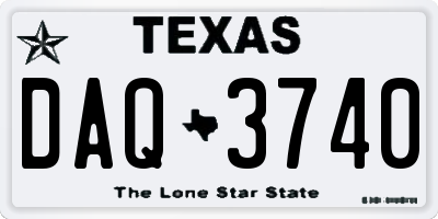TX license plate DAQ3740