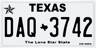 TX license plate DAQ3742