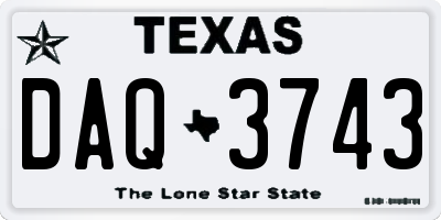TX license plate DAQ3743