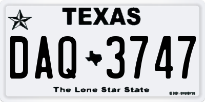 TX license plate DAQ3747