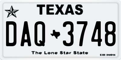 TX license plate DAQ3748