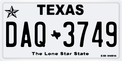 TX license plate DAQ3749