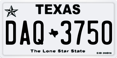 TX license plate DAQ3750