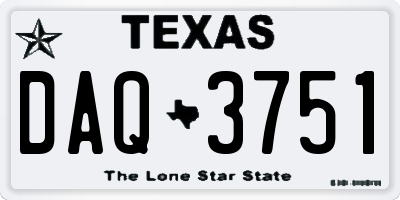 TX license plate DAQ3751