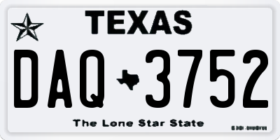 TX license plate DAQ3752