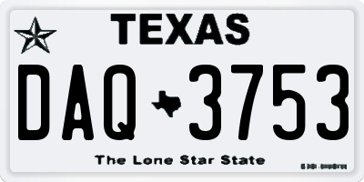 TX license plate DAQ3753