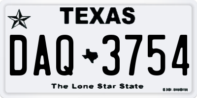 TX license plate DAQ3754