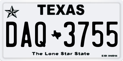 TX license plate DAQ3755