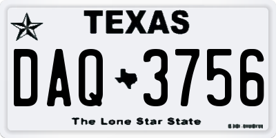 TX license plate DAQ3756