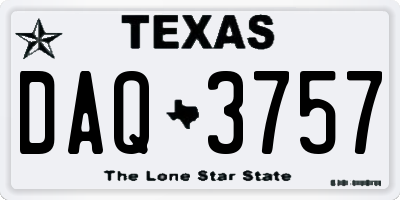 TX license plate DAQ3757