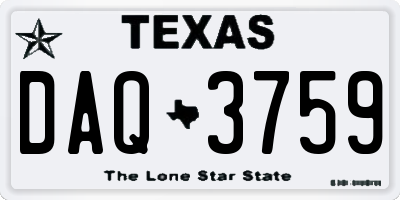 TX license plate DAQ3759