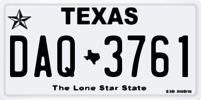 TX license plate DAQ3761