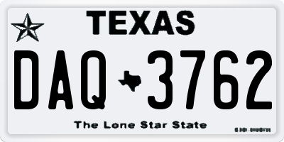 TX license plate DAQ3762