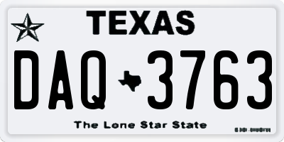 TX license plate DAQ3763