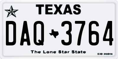 TX license plate DAQ3764