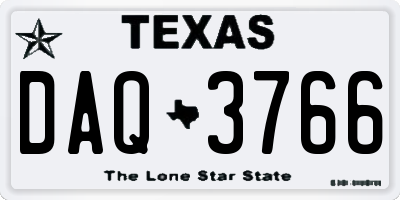 TX license plate DAQ3766