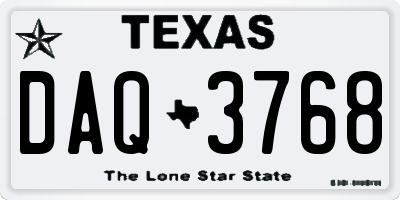 TX license plate DAQ3768