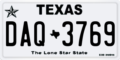 TX license plate DAQ3769