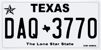 TX license plate DAQ3770