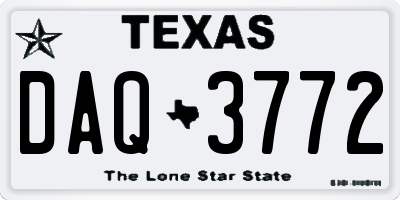 TX license plate DAQ3772
