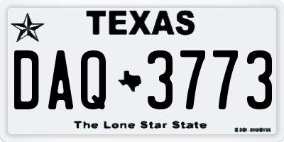 TX license plate DAQ3773